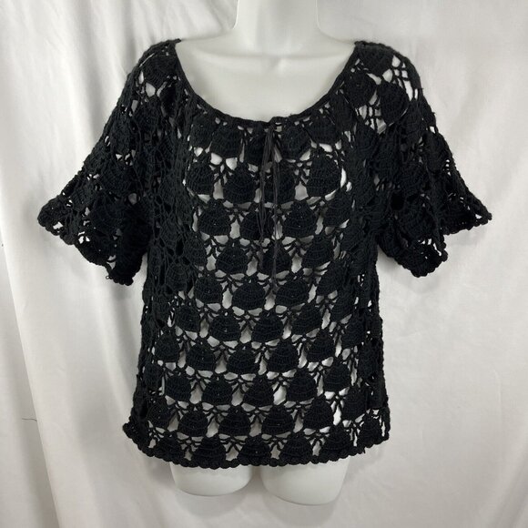 Unbranded Black Crochet Boho Witchy Grandmacore Top - Picture 7 of 11